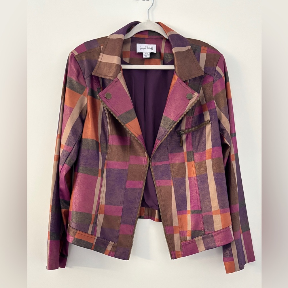 Joseph Ribkoff Multicolor Plaid Jacket - Picture 4 of 15